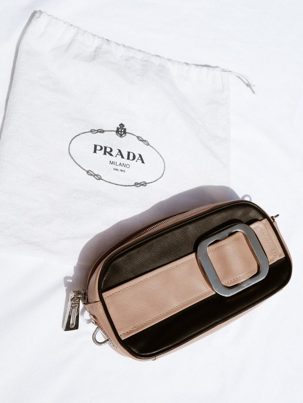 Prada Buckle Saffiano Lux Leather Crossbody Y2K